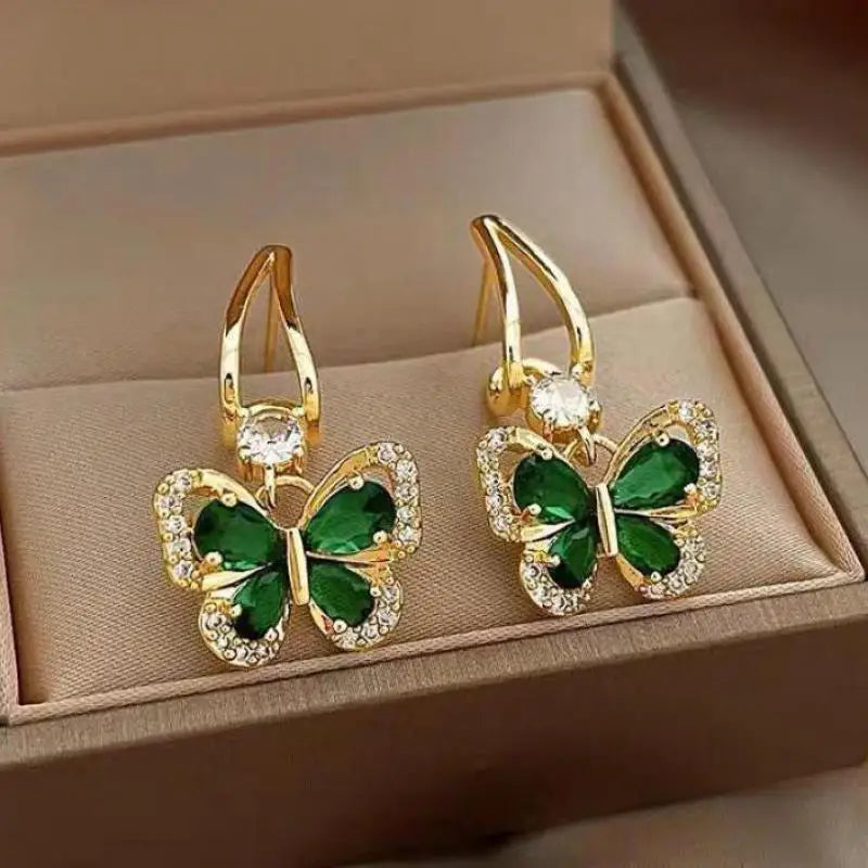 Emerald Butterfly Earrings