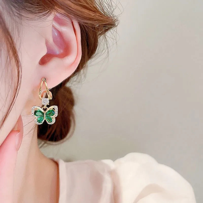 Emerald Butterfly Earrings